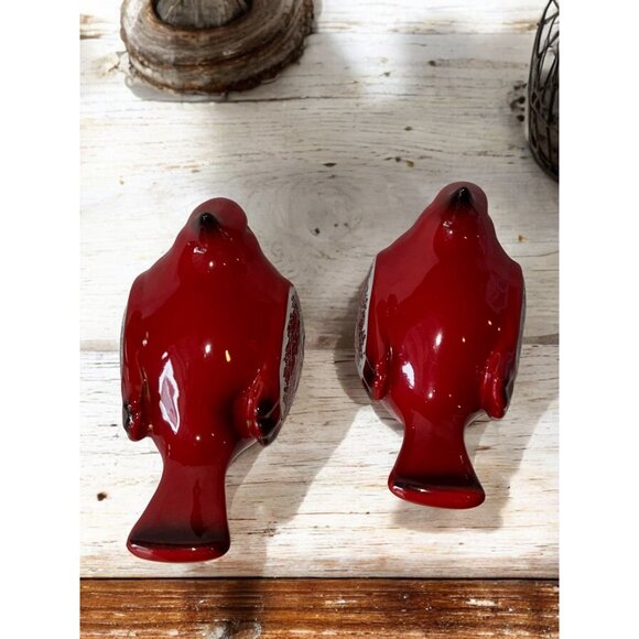 Red Cardinal Bird Ceramic Figurines With Mosaic Design - Picture 9 of 11